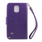 Wholesale Samsung Galaxy Note 4 Premium Flip Leather Wallet Case w Stand and Strap (Purple)